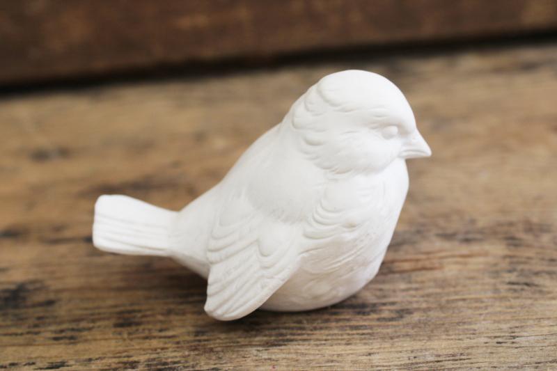 vintage Goebel W Germany white bisque china baby bird, little sparrow figurine