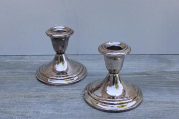 vintage Gorham silver plate candle holders, pair of weighted candlesticks