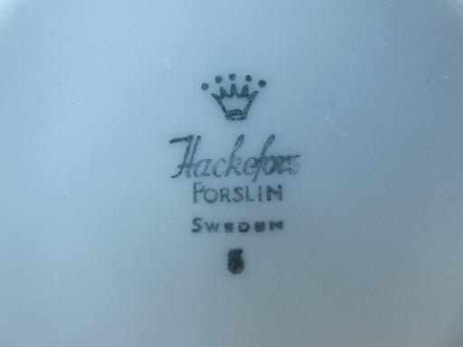vintage Hackefors Sweden espresso set, pink rose demitasse cups and saucers