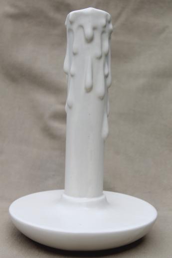 vintage Haeger matte white pottery candlestick vase or oversized candle holder