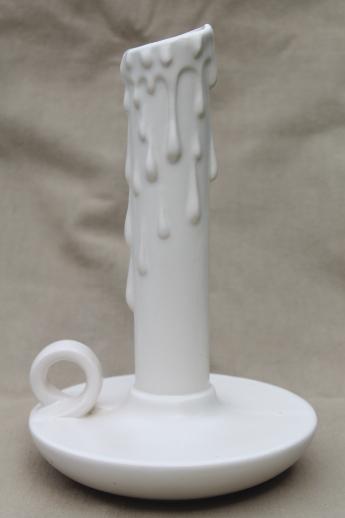 vintage Haeger matte white pottery candlestick vase or oversized candle holder