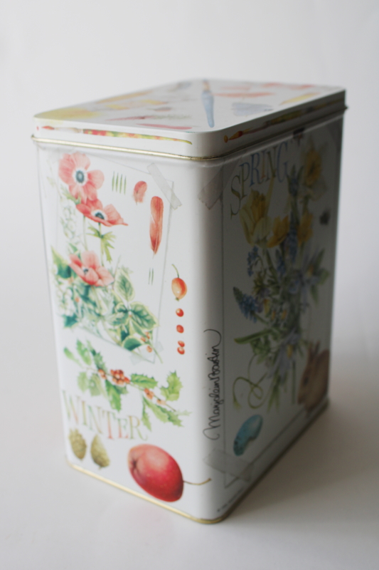 vintage Hallmark cards tin storage box Marjolein Bastin nature art four seasons  