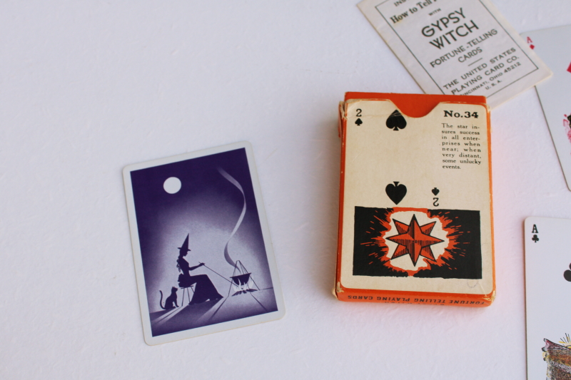 vintage Halloween graphics Gypsy Witch fortune telling playing cards complete set