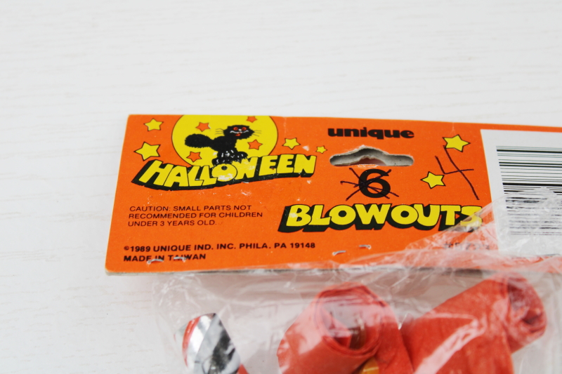 vintage Halloween paper party horns, blow outs in original package