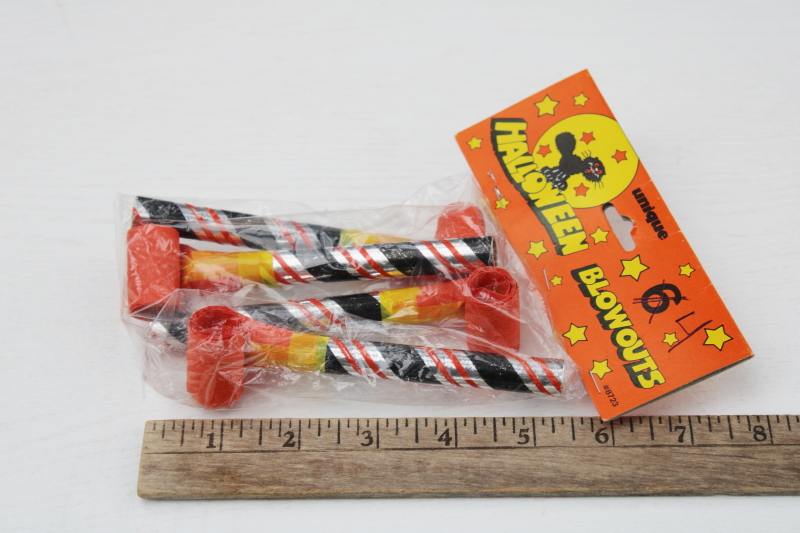 vintage Halloween paper party horns, blow outs in original package