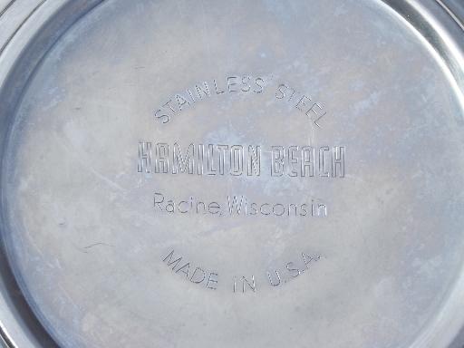 vintage Hamilton Beach mixer bowls, stainless bowl set for electric mixer