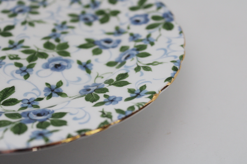 vintage Hammersley bone china English chintz floral plate blue roses pattern