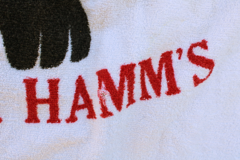 vintage Hamms beer advertising beach towel Give Me A Hamms print cotton terrycloth
