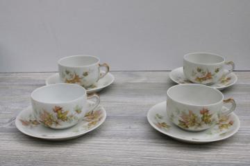 vintage Haviland Limoges France china tea cups  saucers autumn leaves maple leaf pattern