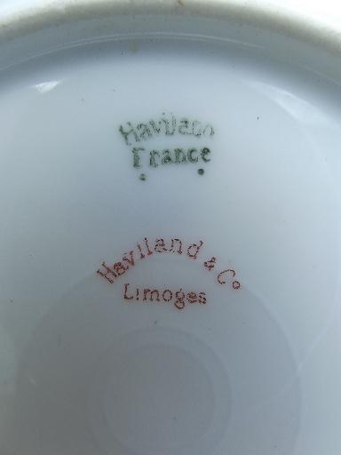 vintage Haviland Limoges china bowls, yellow border w/ tiny black flowers