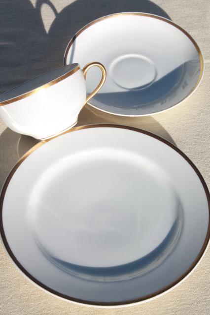 vintage Haviland wedding band gold white porcelain coffee / dessert set of 6, tea cups & plates
