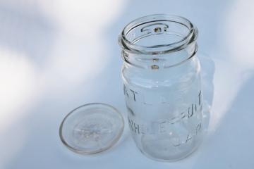 vintage Hazel Atlas Wholefruit Jar wide mouth quart Mason jar w/ glass lid