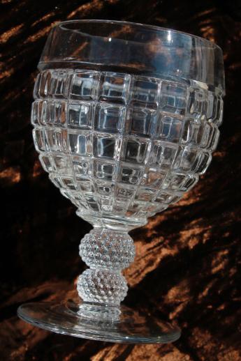 vintage Heisey Victorian water / wine glasses, crystal clear glass goblets 