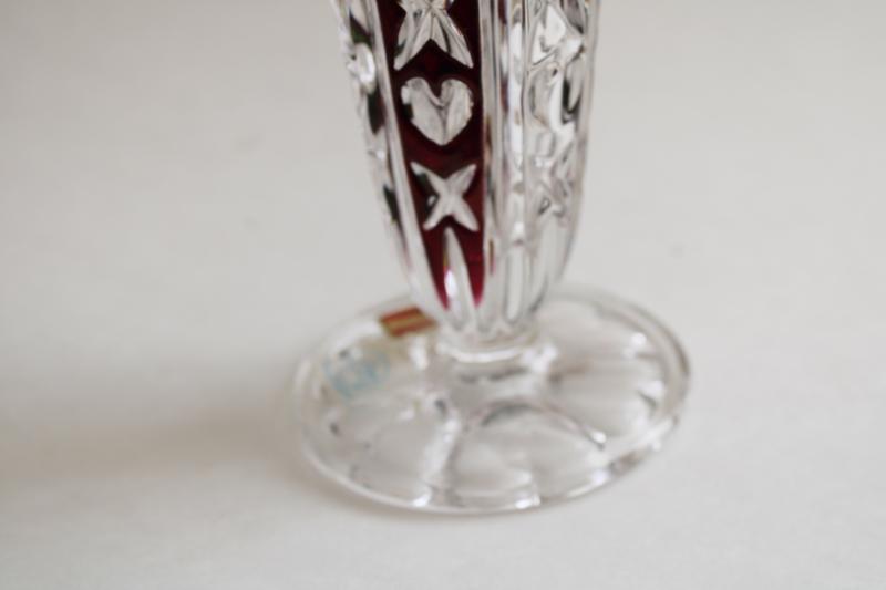 vintage Hofbauer Western Germany lead crystal vase purple heart stained color