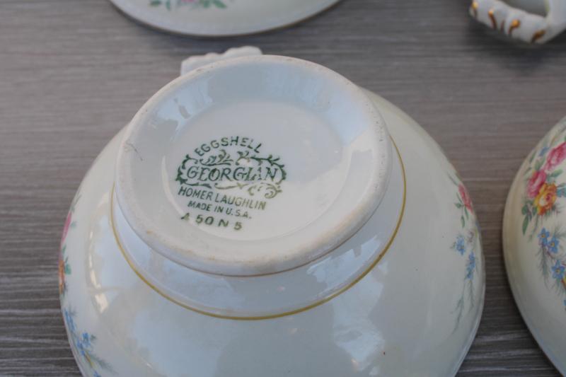vintage Homer Laughlin Eggshell Georgian china, Cashmere cream soup bowls set