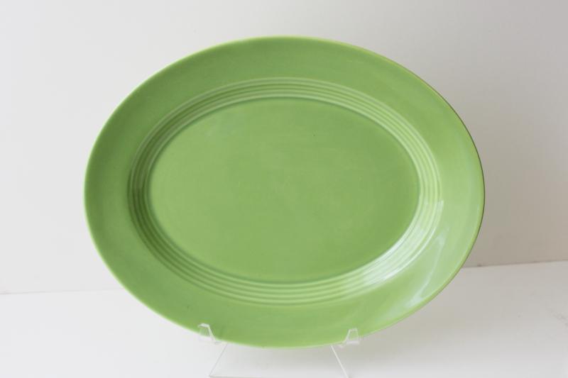 vintage Homer Laughlin Harlequin unmarked pottery dinnerware, chartreuse green platter