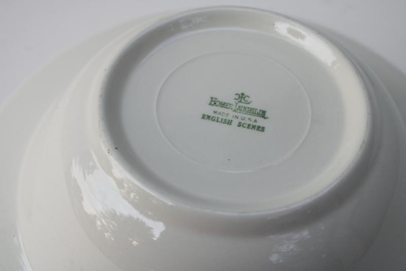 vintage Homer Laughlin Kingsway brown transferware serving bowl, English scene w/ berries border