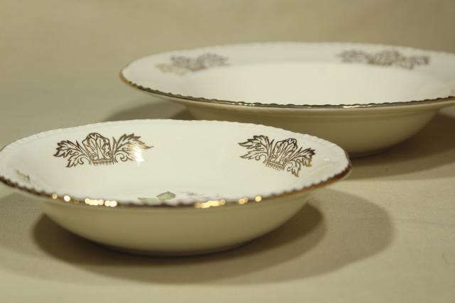 vintage Homer Laughlin Queen Esther moss rose china, estate dinnerware set for 8
