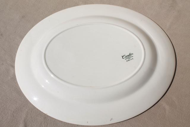 vintage Homer Laughlin Thanksgiving turkey platter, grey band border Cavalier china 