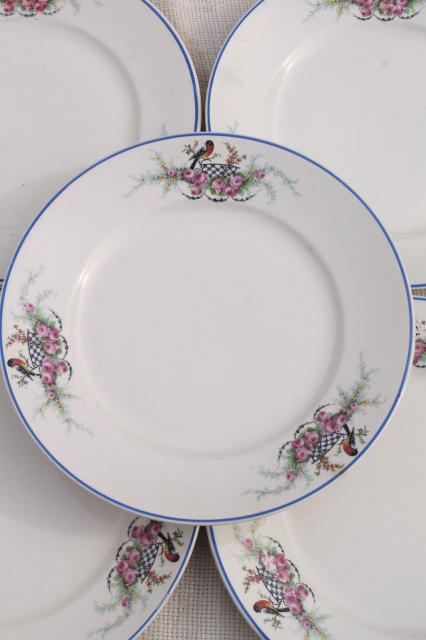 vintage Homer Laughlin bluebird china, plates, tea cups & saucers set for 6