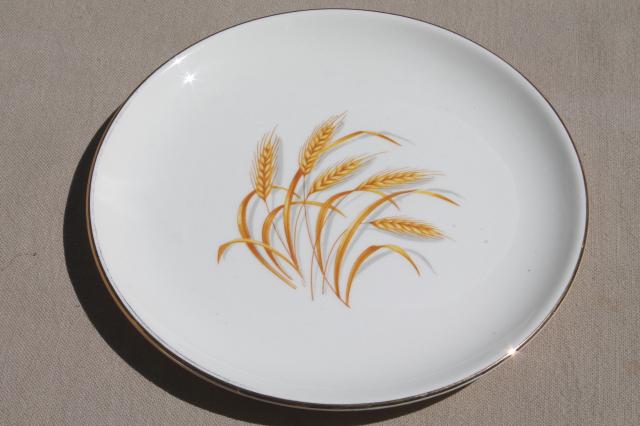 vintage Homer Laughlin golden wheat china, gold wheat sheaf pottery dinnerware set for 6