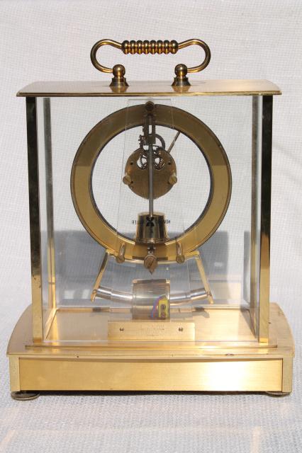 vintage Howard Miller brass carriage clock w/ mystery pendulum Germany 