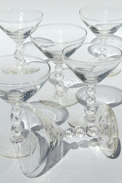 vintage Imperial Candlewick stemware, martini cocktail glasses set of 6