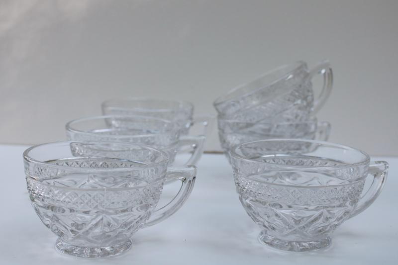 vintage Imperial Cape Cod pattern tea or punch cups, crystal clear pressed glass