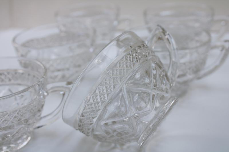 vintage Imperial Cape Cod pattern tea or punch cups, crystal clear pressed glass