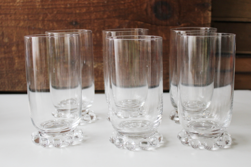vintage Imperial candlewick beaded edge footed tumblers, set of 6 drinking glasses