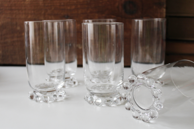 vintage Imperial candlewick beaded edge footed tumblers, set of 6 drinking glasses
