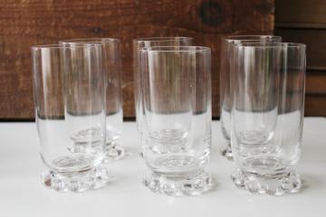 4 Vintage ANCHOR HOCKING PRESCUT GLASS 8 OZ GLASSES/TUMBLER 4 1/2" Tall   R 