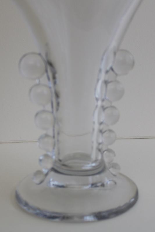 vintage Imperial candlewick pattern fan vase, crystal clear pressed glass