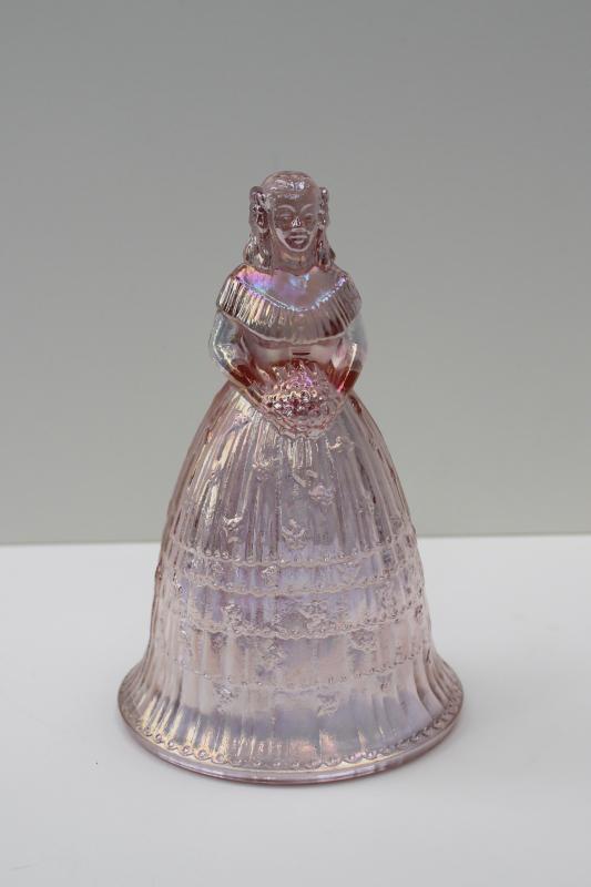 vintage Imperial glass bell, colonial lady belle, pink opalescent