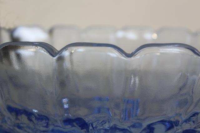 vintage Indiana fruit garland pattern pressed glass oval bowl in light blue
