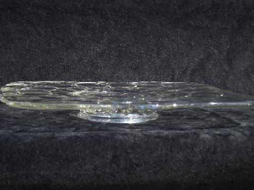 vintage Indiana glass cake stand, constellation square low plate w/ foot