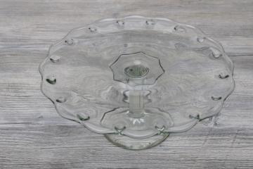 vintage Indiana glass cake stand, teadrop pattern clear glass pedestal cake plate