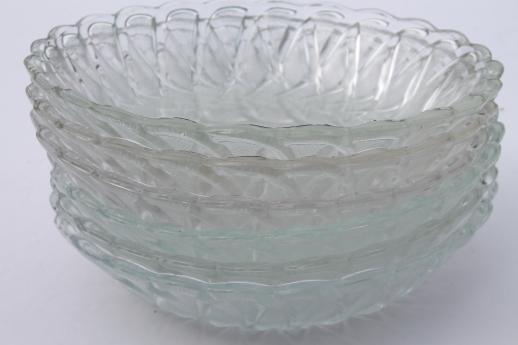 vintage Indiana glass pretzel pattern soup bowls set of six