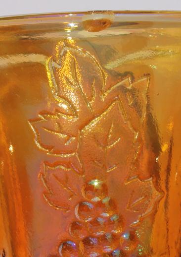 vintage Indiana golden harvest gold carnival glass wine glasses, set of six goblets