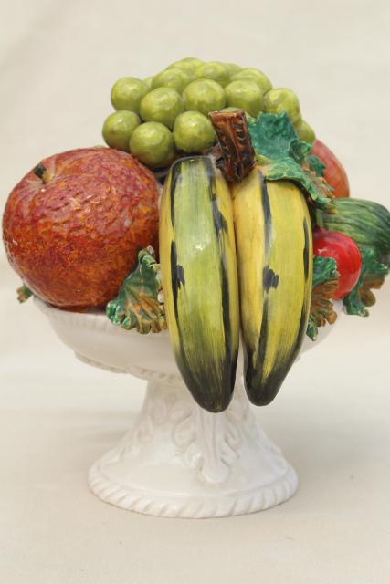 vintage Italian ceramic fruit bowl centerpiece, pyramid topiary table decor