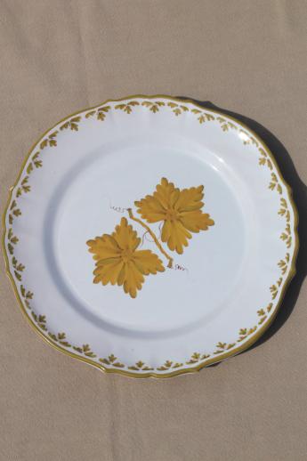 vintage Italian pottery dishes, hand-painted green grape leaves sauce dish set Made in Italy