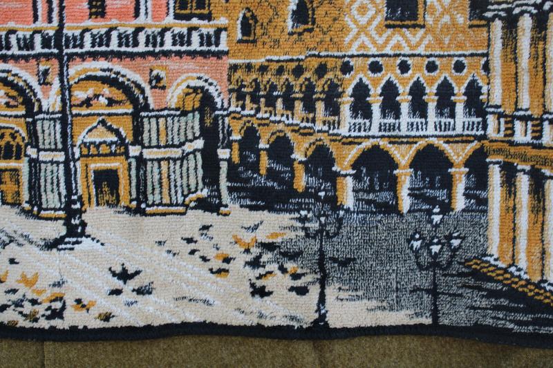 vintage Italian tapestry small rug or wall hanging, St Mark's cathedral