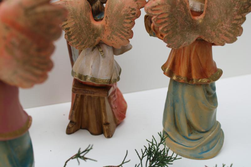 vintage Italy Christmas angels, large plastic figures for Nativity scene