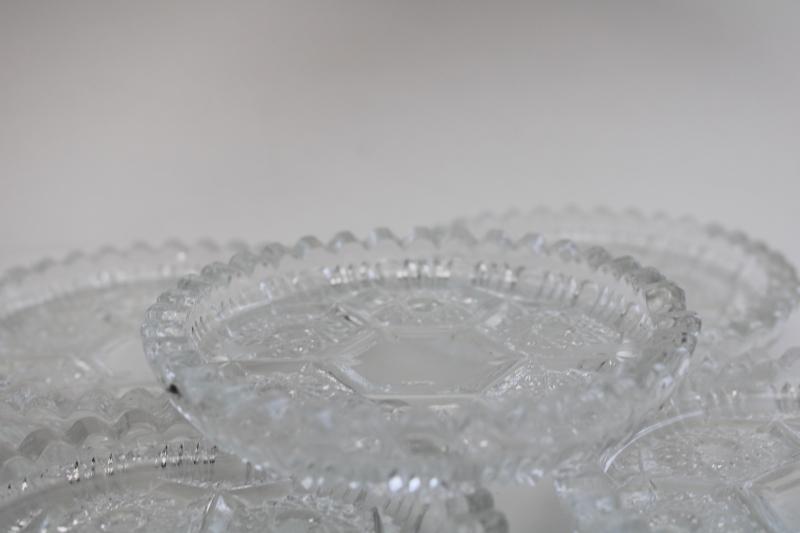 vintage Italy crystal clear pressed glass coasters / individual ashtrays, set of 6