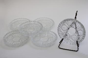 vintage Italy crystal clear pressed glass coasters / individual ashtrays, set of 6