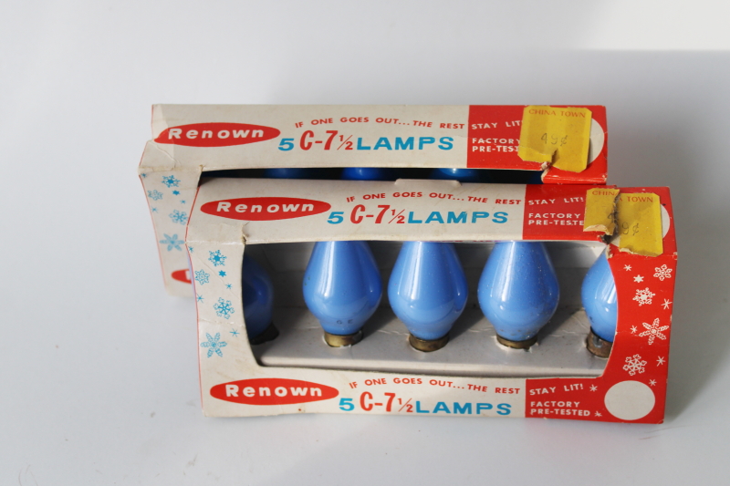 vintage Japan C7 Christmas light bulbs in cute original packages w/ Santa