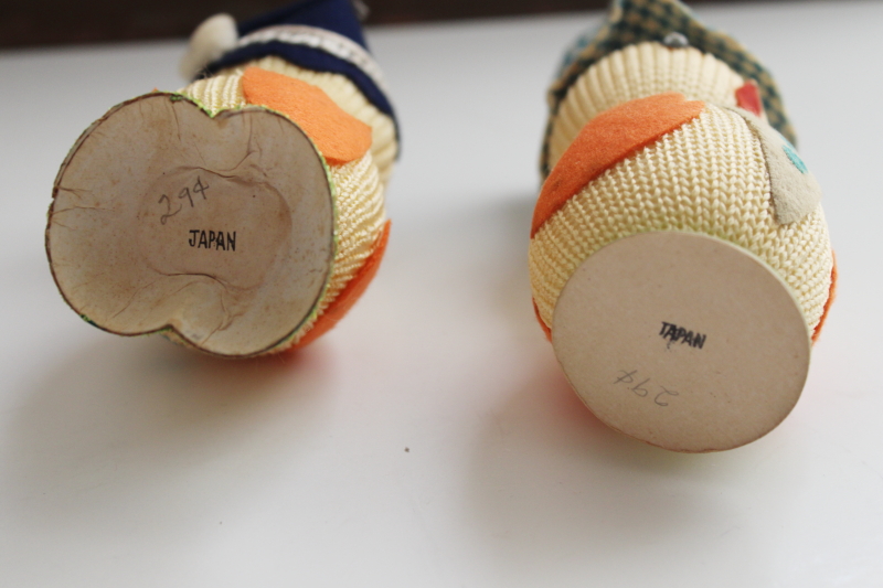 vintage Japan Easter chicks party decorations or basket fillers, paper figures w/ knit  felt
