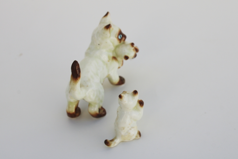 vintage Japan bone china miniature kitties figurines, Siamese cat  kittens