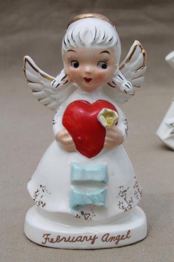 vintage Japan ceramic little girl angels, birth month February birthday ...