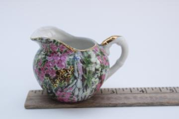 vintage Japan chintz china mini pitcher individual size creamer Marilyn Exclusive foil label